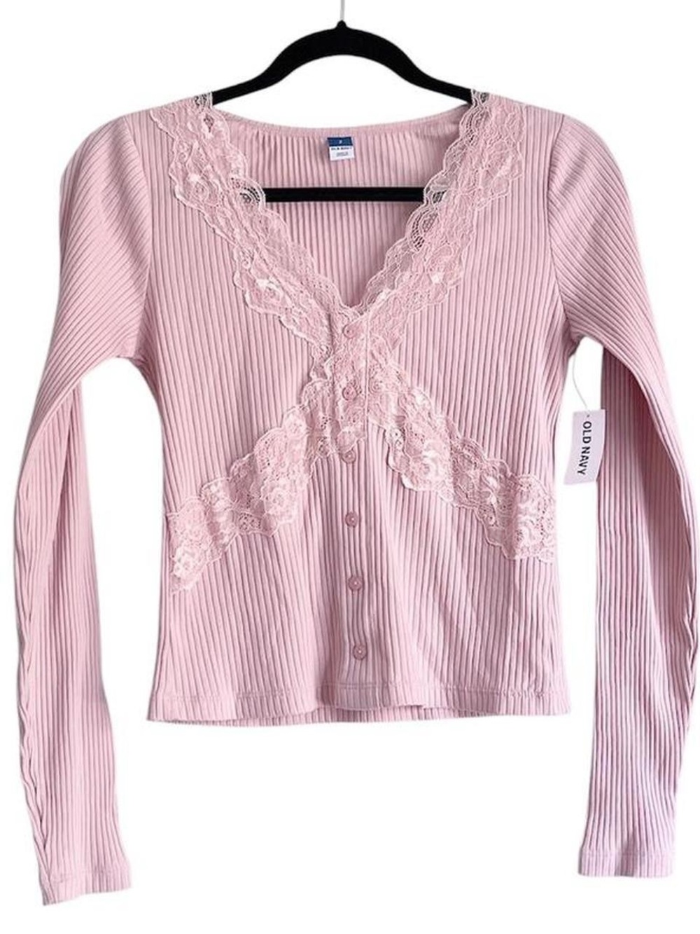 Pink Lace Long Sleeve Top